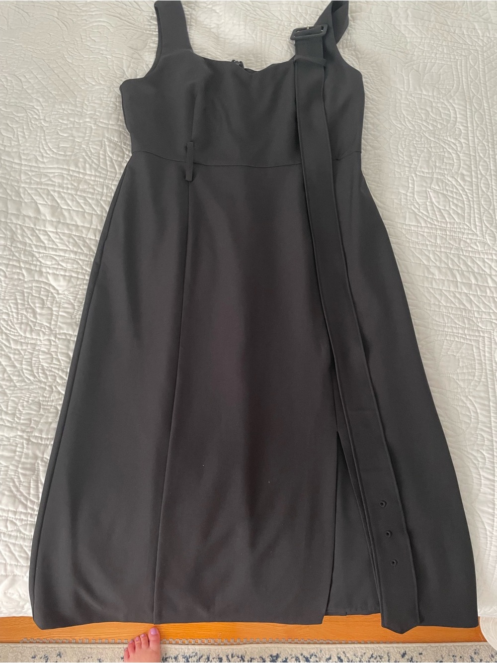 Banana Republic Black Midi A-Line Dress with Buckle Strap